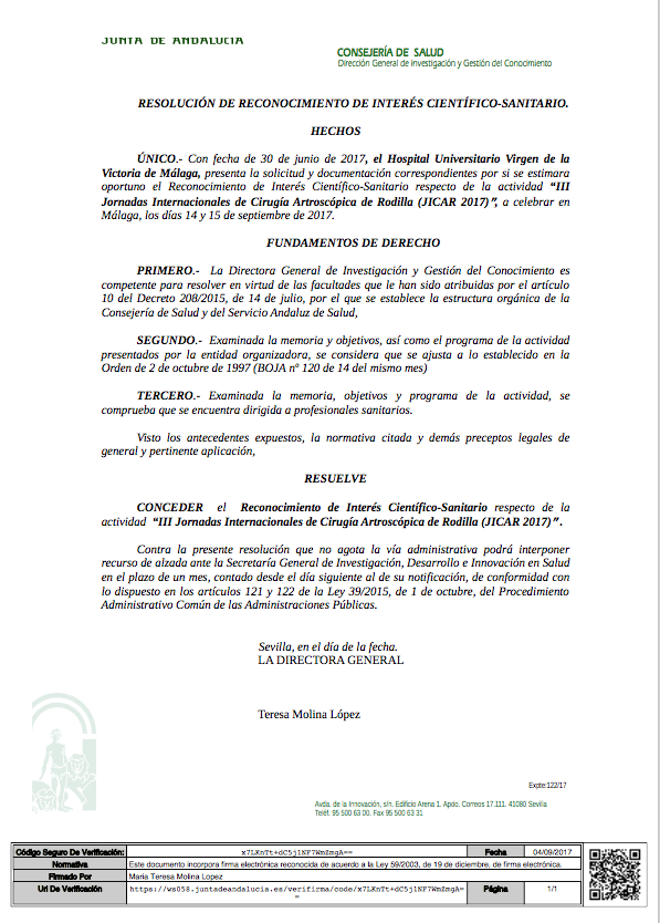 Reconocimiento Interés Científico-Sanitario